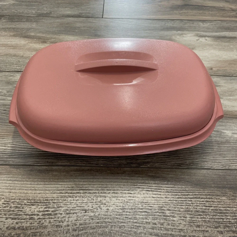 Tupperware Microwave Food Steamer 6 Cups Dusty Rose Pink 3 Piece 1273-6